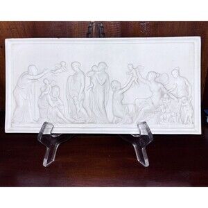 Antique Bing & Grondahl Plate Porcelain Biscuit "The ages of Love" Roman Times
